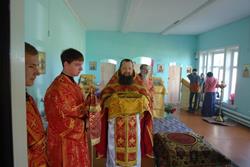 Первая Литургия в возрождающемся храме
